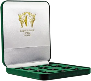 Замшевий футляр для дванадцяти срібних монет діаметром 33 мм `Cхідний календар`