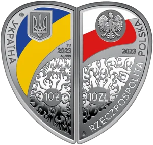 Набір із двох срібних монет “Дружба та братство - найбільше багатство” у футлярі (c)