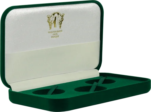 Замшевий футляр для трьох срібних монет діаметром 38,6 мм