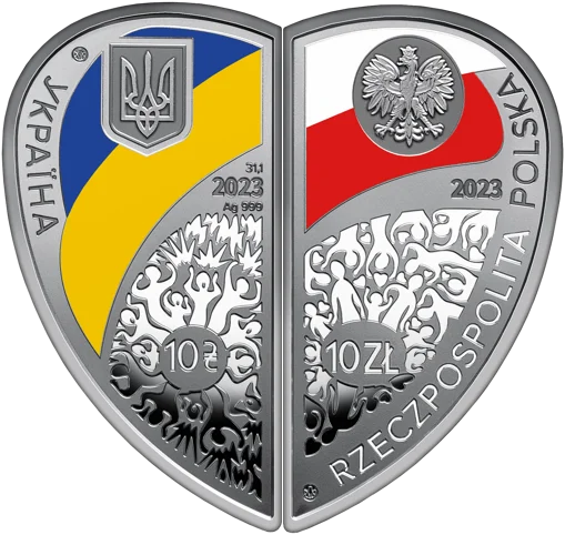 Набір із двох срібних монет “Дружба та братство - найбільше багатство” у футлярі (c)
