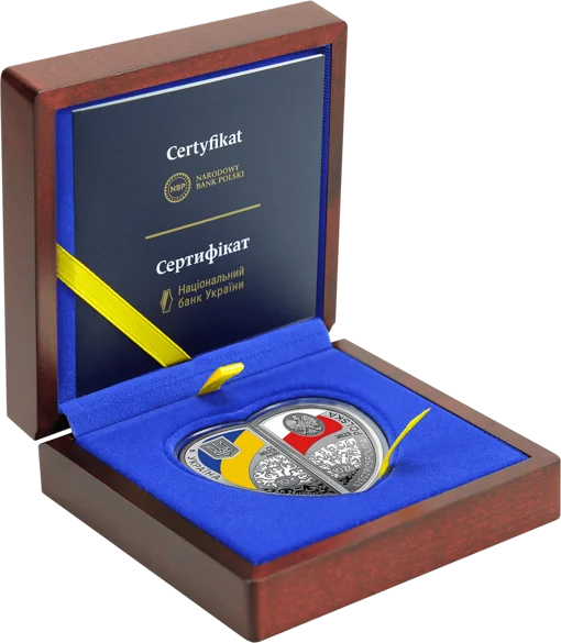 Набір із двох срібних монет “Дружба та братство - найбільше багатство” у футлярі (c)