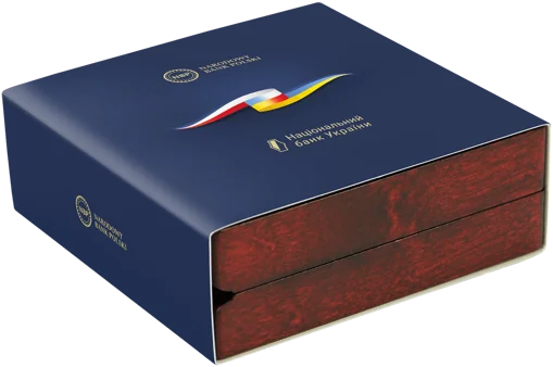 Набір із двох срібних монет “Дружба та братство - найбільше багатство” у футлярі (c)