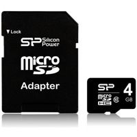 Мапа пам'яті microSD Silicon Power 4 GB+SD adapter class 10