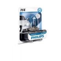 Лампа галогенная Philips H4 WhiteVision +60%, 4300K, 1шт/блистер 12342WHVB1