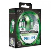 Лампа галогенна Philips H7 ColorVision Green, 3350K, 2шт/блістер 12972CVPGS2