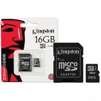 Карта памяти Kingston microSDHC 16 GB Class 4 + SD adapter