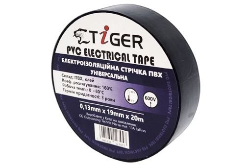 Изолента TIGER ПВХ универсальная черная