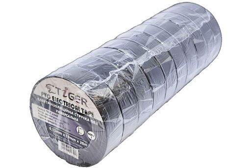 Изолента TIGER ПВХ универсальная черная