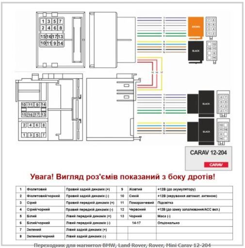 Перехідник Авто-ІSO Carav 12-204 BMW, Land Rover, Rover, Mini
