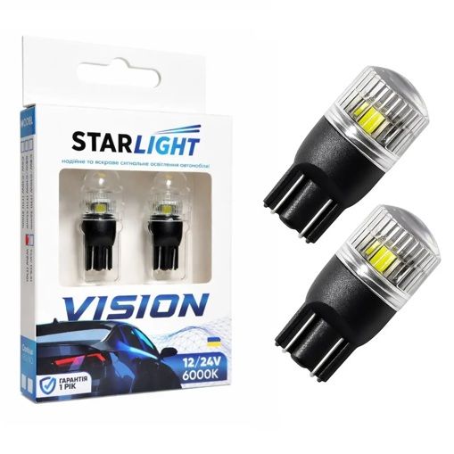 Габарит LED StarLight Vision W5W (T10) S3 LED W2.1 x 9.5d White 6000K 12/24V