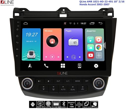 Штатна магнітола QLine AMR 1021-HO-22-491 10" 2/16 Honda Accord 2002-2007