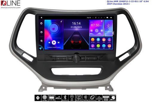 Штатна магнітола QLine 1046P11-J-22-811 10&quot; 4/64 JEEP Cherokee 2014+