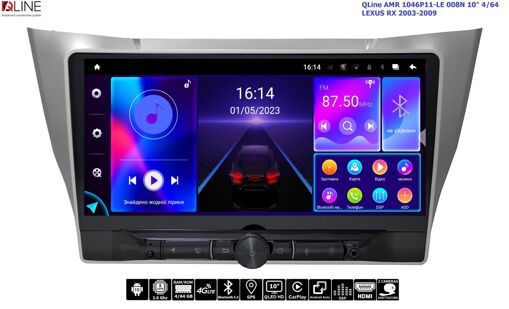 Штатная магнитола QLine 1046P11-LE-008N 4/64 Lexus RX300, 350, 330, 400h 03-09