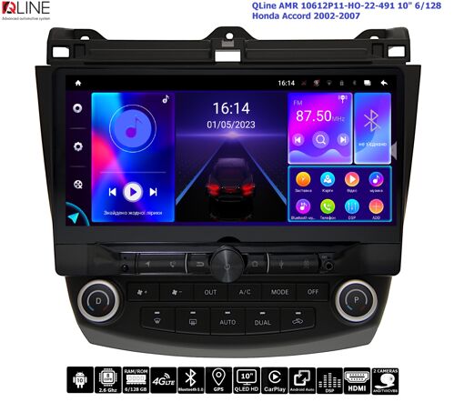 Штатная магнитола QLine AMR 10612P11-HO-22-491 10" 4/64 Honda Accord 02-07