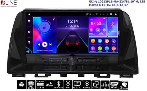 Штатна магнітола QLine 10612Р11-MA-22-781 10&quot; 6/128 Mazda 6 12-15, CX-5 12-17