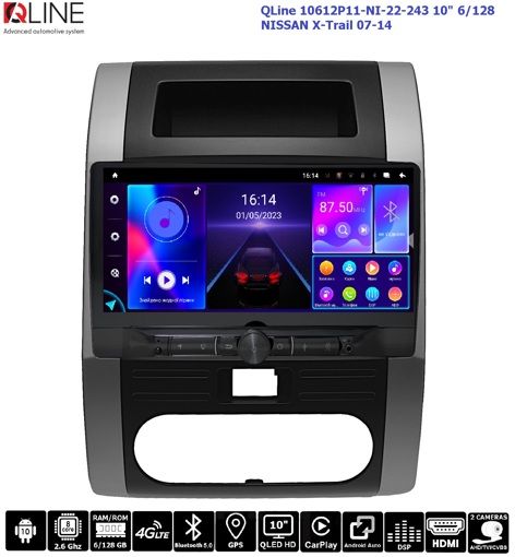 Штатна магнітола QLine AMR 10612P11-NI-22-243 10&quot; 6/128 NISSAN X-Trail 07-14