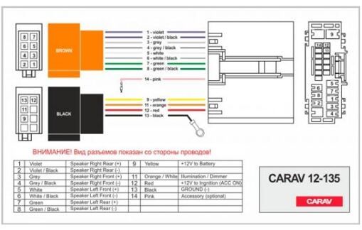 Роз'єм для штатної магнітоли Carav 12-135 Ford, Land Rover