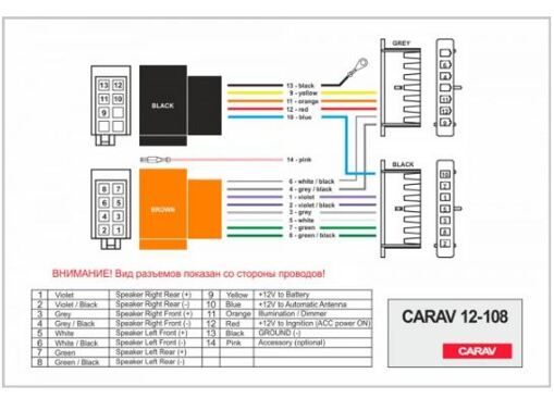 Роз'єм для штатної магнітоли Carav 12-108 JEEP, Dodge, Chrysler