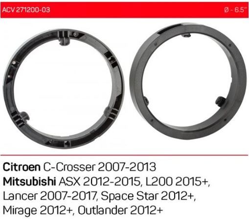 Проставки под динамики ACV 271200-03 Mitsubishi, Citroen