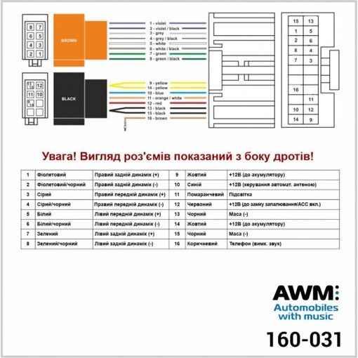 Разъем для штатной магнитолы AWM 160-031 JEEP, Dodge, Chrysler