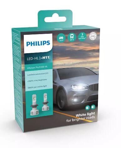 Лампы светодиодные PHILIPS H11 11362U51X2 LED Ultinon Pro5100 +160% 12/24V