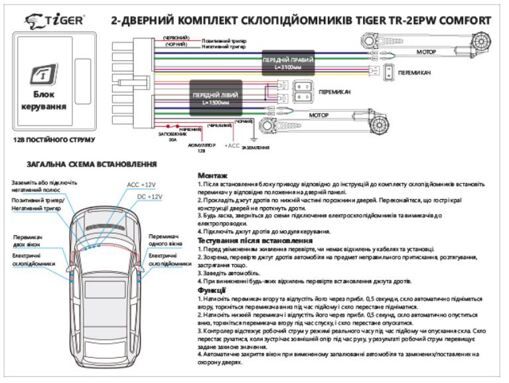 Склопідйомники Tiger TR-2EPW Comfort з доводчиком