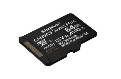 Карта пам'яті KINGSTON 64GB microSDXC Canvas Select Plus Ge n3 100R A1 Single Pack w/o ADP