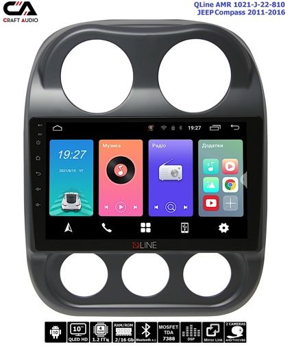 Штатна магнітола QLine AMR 1021-J-22-810 10&quot; 2/16 JEEP Compass 2011-2016 / Patriot 2007-2016