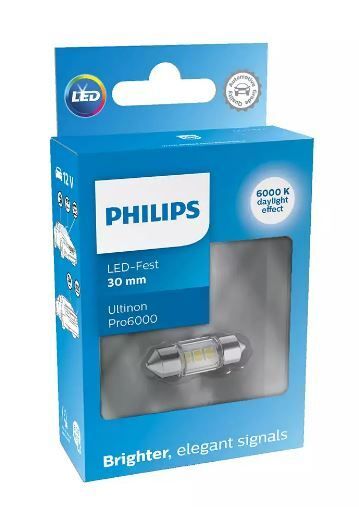 Габарит LED Philips White Ultinon Pro6000 12V C5W 30mm 6000K (1шт.) 11860CU60X1