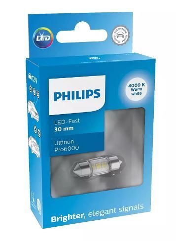 Габарит LED Philips White Ultinon Pro6000 12V C5W 30mm 4000K (1шт.) 11860WU60X1