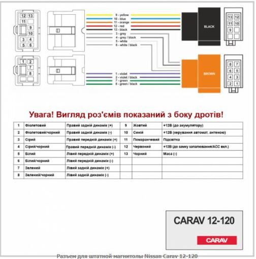Разъем для штатной магнитолы Carav 12-120 Nissan