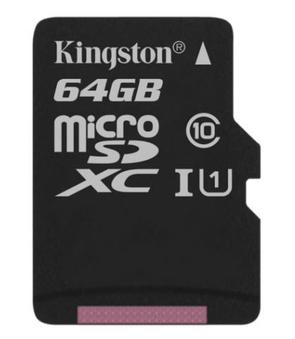 Карта памяти KINGSTON 64GB microSDXC C10 A1 Canvas Select  Plus 100R UHS-I, U1, V10 w/o adapter