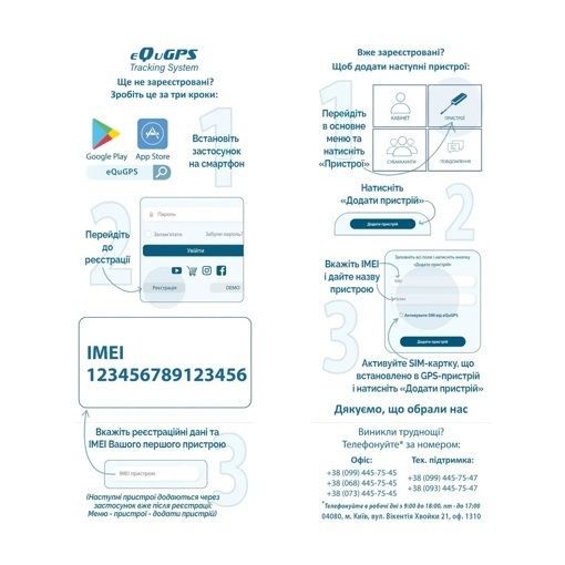 Трекер eQuGPS Track Slim+CUT+ACC+SIM