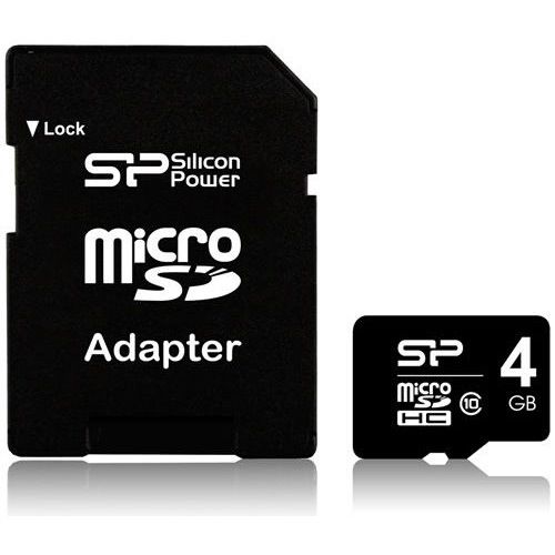 Карта памяти microSD Silicon Power 4 GB+SD adapter class 10
