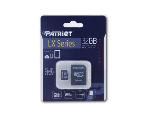 Карта памяти Patriot LX Series 32GB Micro SDHC V10, R90, Class 10, UHS-I U1 with SD Adapter