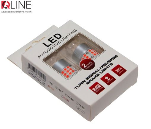 Габарити LED Qline 3156 (P27W) Red CANBUS (2шт)