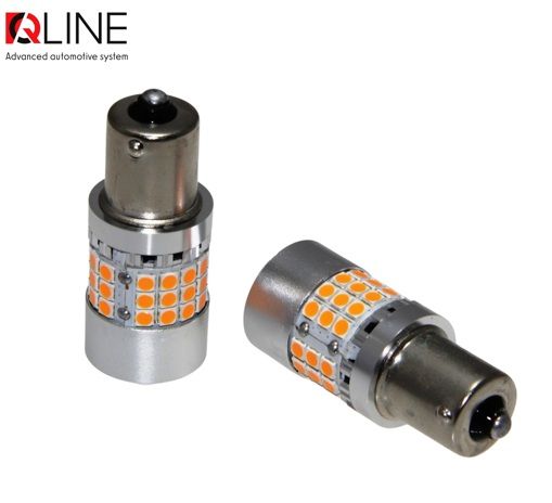 Габарит LED Qline 1156 (P21W) Amber CANBUS BA15S (2шт) УЦЕНКА