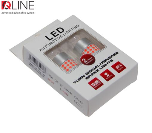 Габарити LED Qline 3157 (P27/7W) Red CANBUS (2шт)