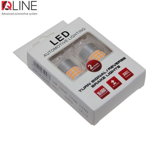 Габарити LED Qline 3157 (P27/7W) Amber CANBUS (2шт)