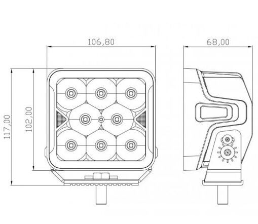 Светодиодная фара StarLight SL-W0240S квадратная, дальний свет WHITE + DRL 40W 4800Lm 5700K 12/24V