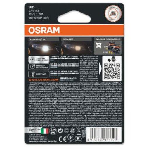 Габарит LED OSRAM LEDriving SL 7528DWP-02b P21/5W 12V BAY15d White (2шт.)