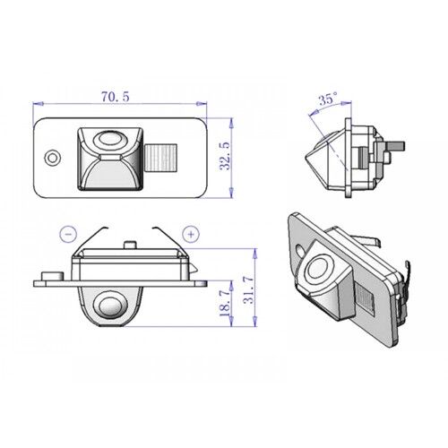 Камера заднего вида iDial CCD-0728 Audi A3 (8P) (03-12), A4 (B6) (00-04), A6 (C6) (04-11), A8 (D3) (02-09), Q7 (4L) (05-15)