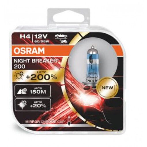 Лампа галогенная OSRAM 64193NB200 H4 Night Breaker LASER NB +200% 60/55W 12V P43T HardDuopet