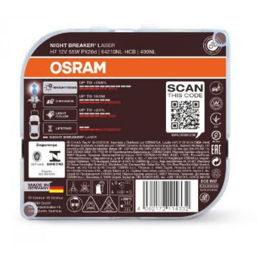 Лампа галогенная OSRAM 64210NB H7 Night Breaker LASER NB +200% 55W 12V PX26d HardDuopet