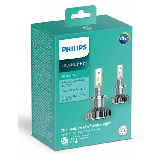 Світлодіодні лампи Philips Ultinon H7 +160% 6200K 11972ULWX2