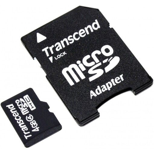 Карта памяти microSDHC Transcend 4 GB Class 4 + адаптер