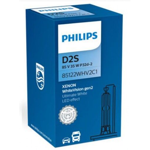 Ксенонова лампа PHILIPS D2S WhiteVision gen2 85V 35W 5000K (85122WHV2C1) -1шт.