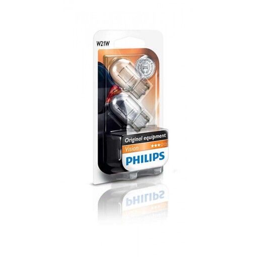 Лампа розжарювання Philips W21W, 2шт/блістер 12065B2