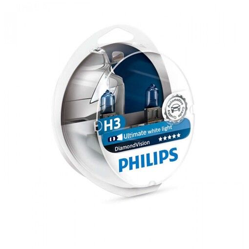 Лампа галогенна Philips H3 Diamond Vision 5000K, 2шт/блістер 12336DVS2