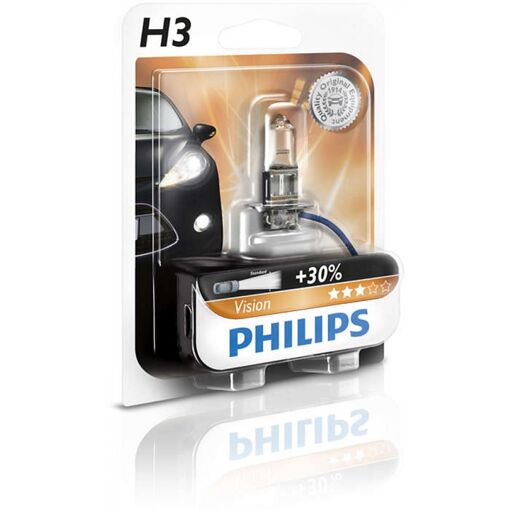 Лампа галогенная Philips H3 Vision, 3200K, 1шт/блистер 12336PRB1